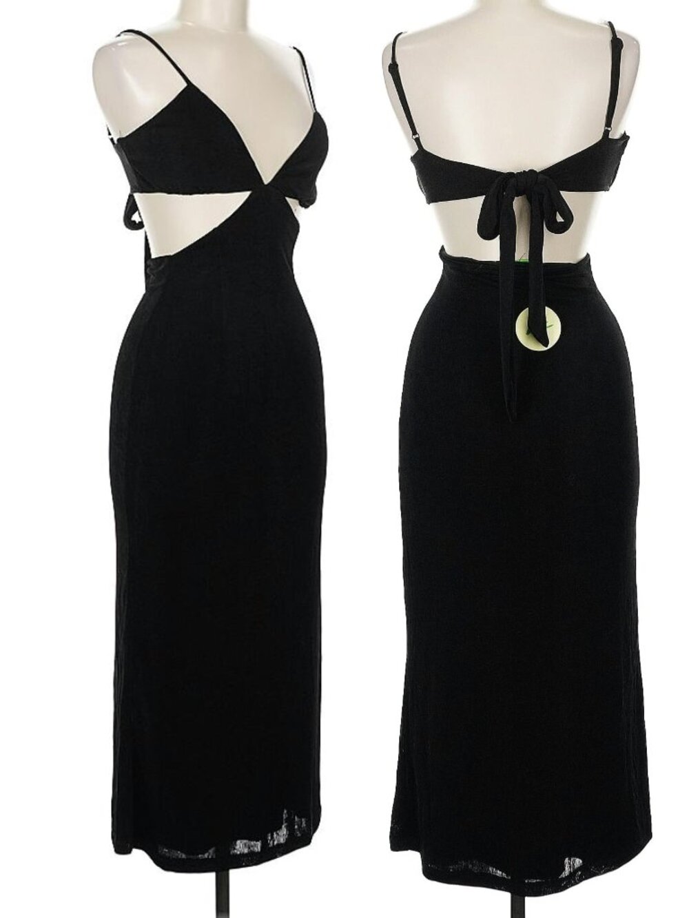 Verge Girl VRG GIRL Cutout Bikini Top Dress Shimmer Size 8 Black Tie Back NWT